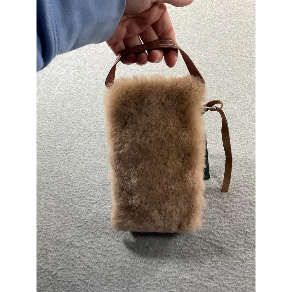 EMU Australia Sheepskin Wristlet Pouch Chestnut Tan Furry Clutch Bag NEW 1459